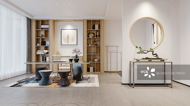 现代中式办公室图片素材