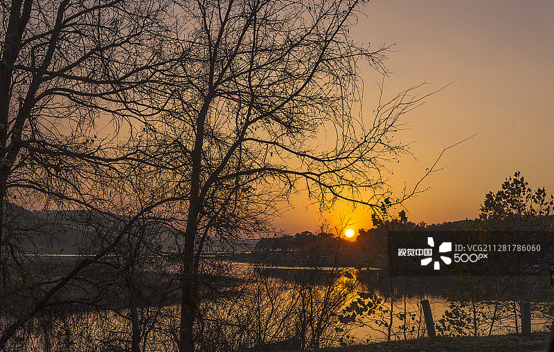 特拉维斯湖的日落图片素材