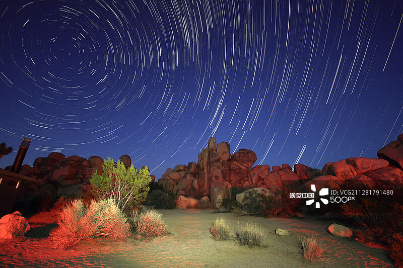 约书亚树国家公园的星迹图片素材