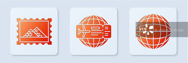 机票、邮票和埃及套装图片素材