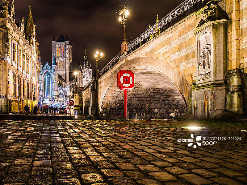 比利时根特：根特市中心景观图片素材