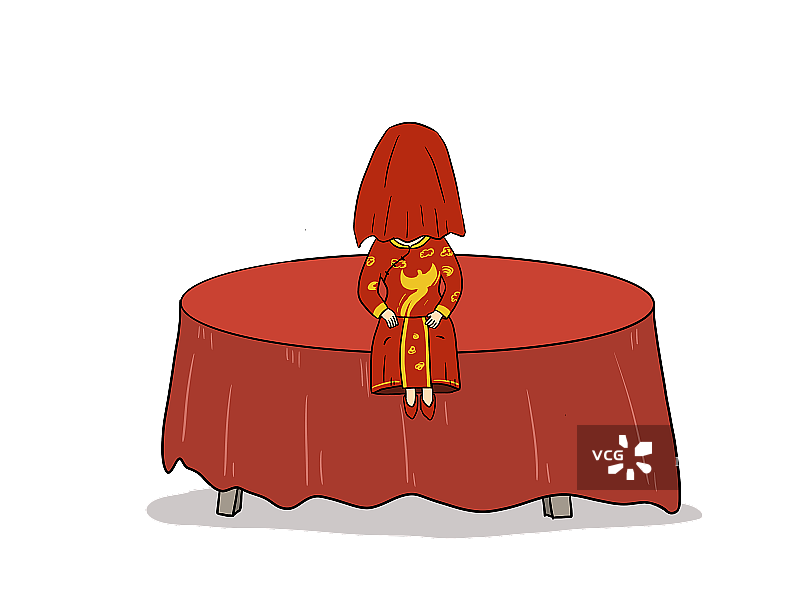 元素：坐在喜宴上的新娘图片素材