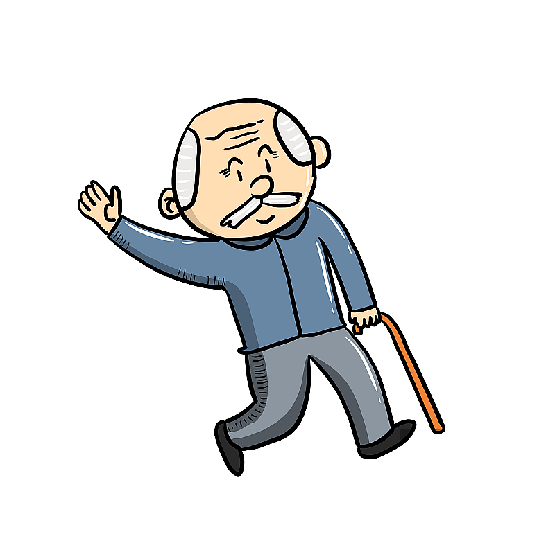 元素：手绘老爷爷图片素材