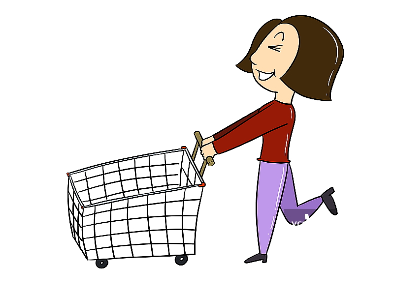 元素：推车购物的女性图片素材