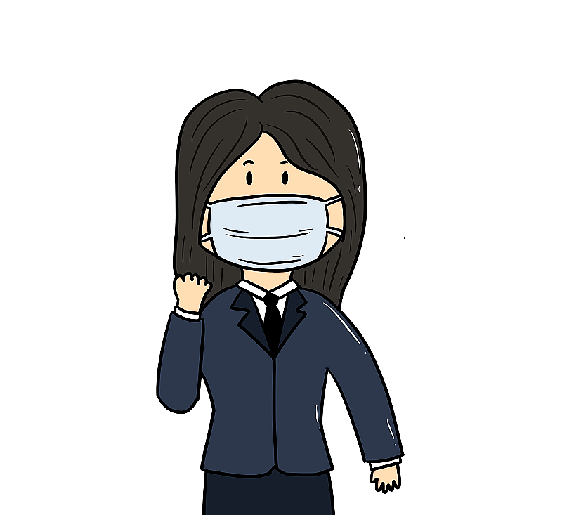 元素：戴口罩的女孩图片素材