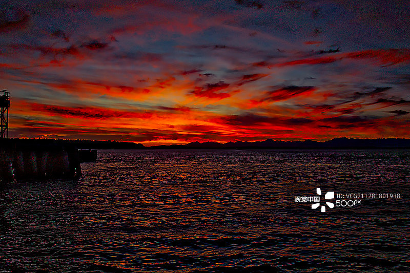 普吉特海湾日落图片素材