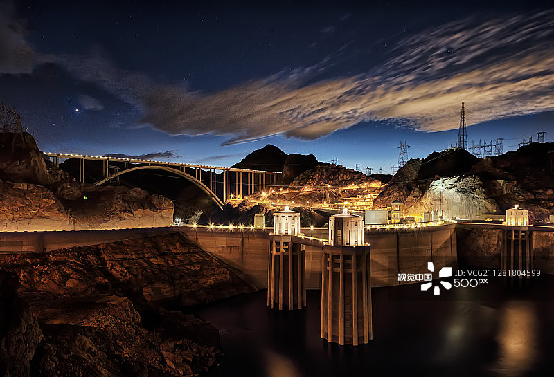 胡佛水坝的蓝光图片素材