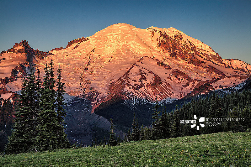 雷尼尔山的日出图片素材