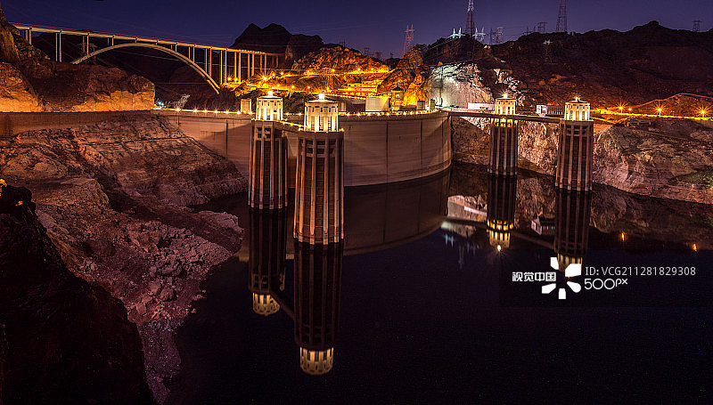 夜幕下的胡佛水坝图片素材