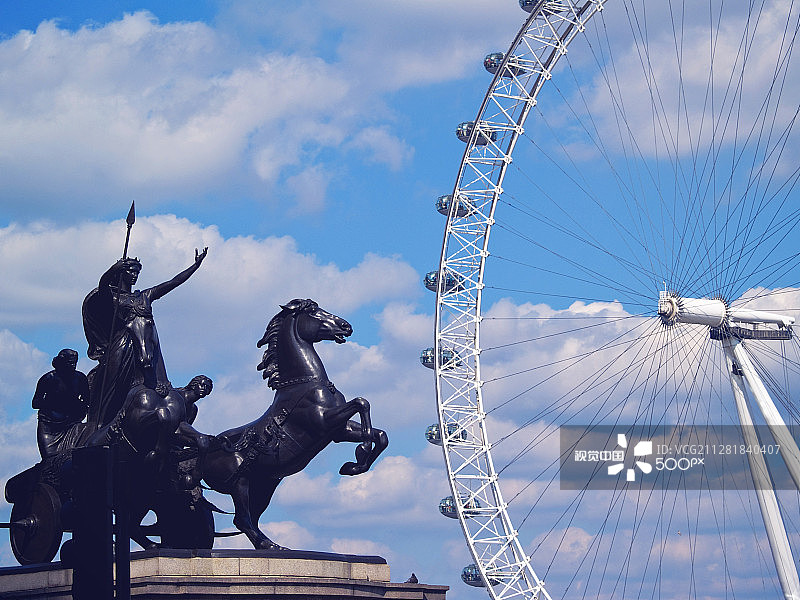 伦敦眼和纪念碑图片素材