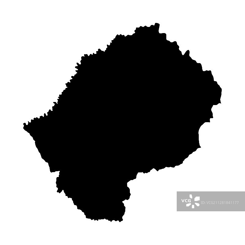 莱索托地图轮廓，白色背景图片素材