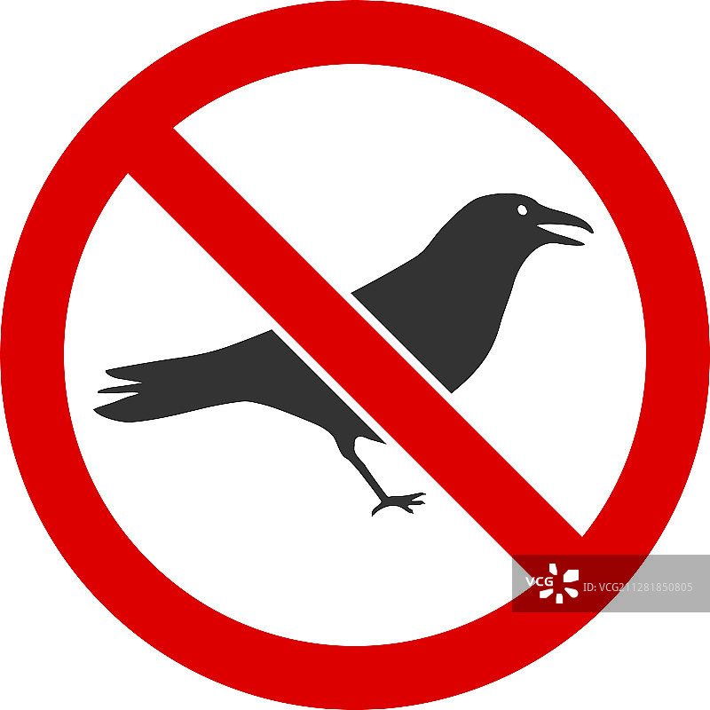 禁止乌鸦图标（扁平风格）图片素材