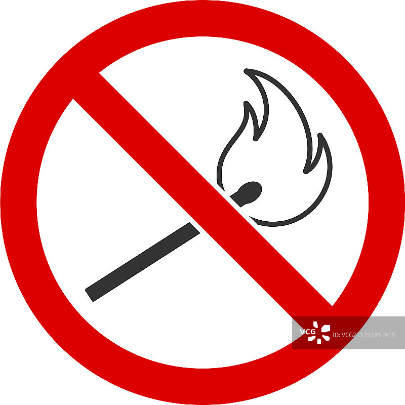扁平风格禁止点燃火柴图标图片素材