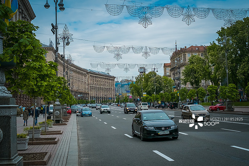 基辅市中心的克列夏提克大街图片素材