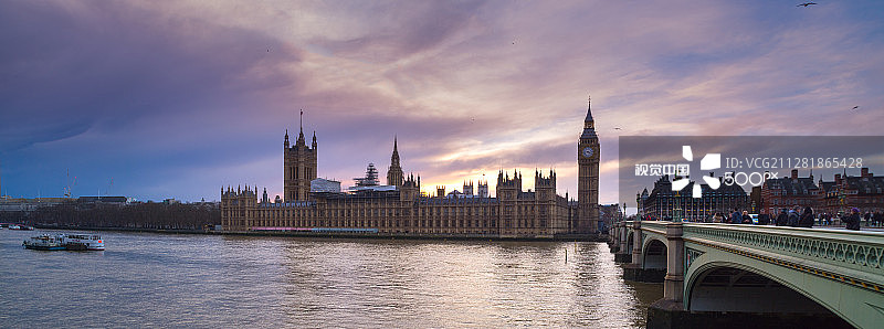 威斯敏斯特日落全景图片素材
