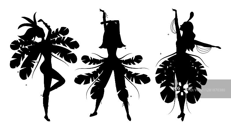 巴西桑巴舞者剪影合集图片素材