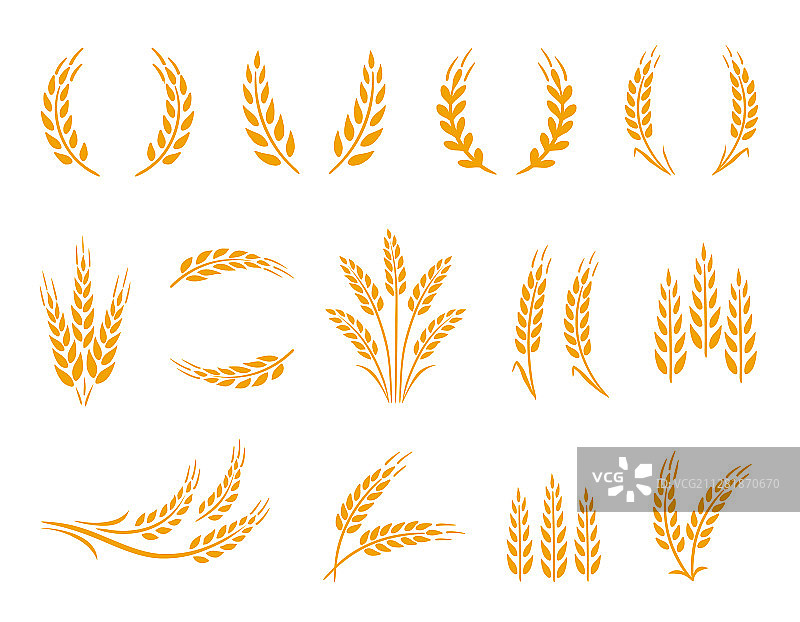 小麦花环和谷物穗图标图片素材