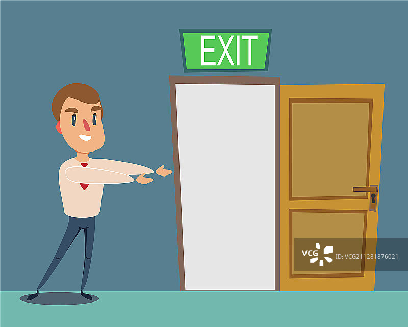 男人指向出口图片素材