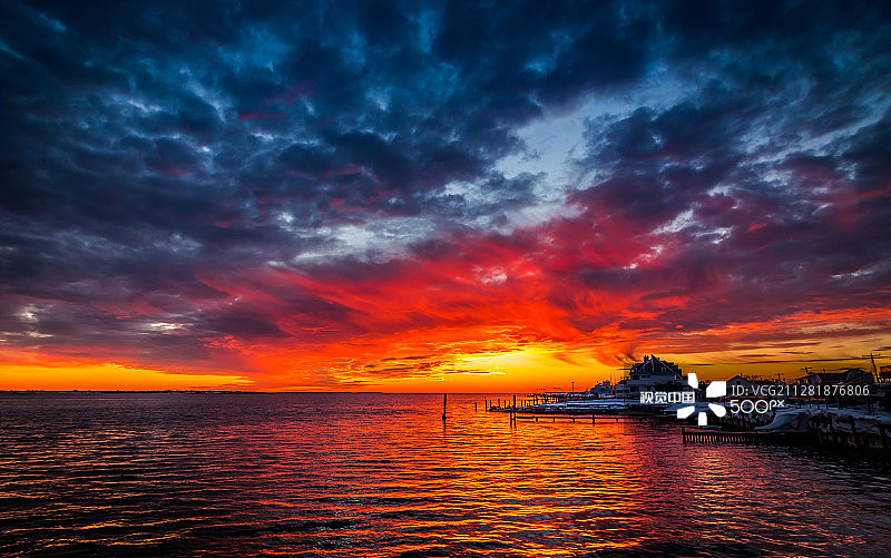 橡树海滩的暮光图片素材