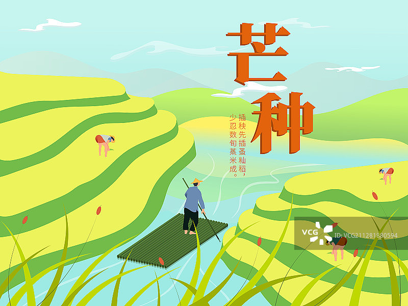 24节气插画芒种横向图片素材