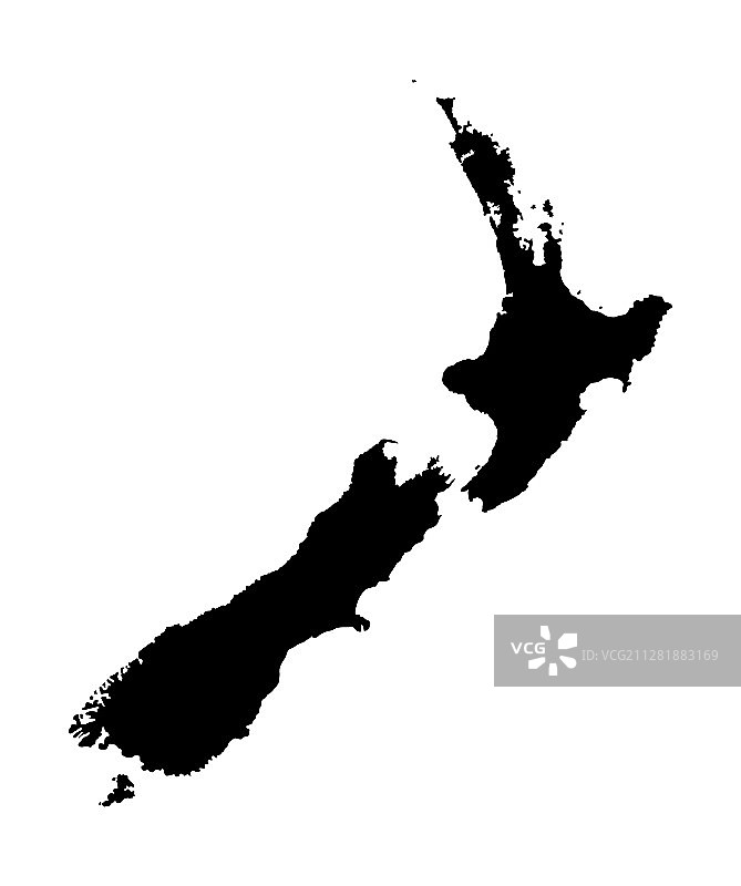 新西兰地图剪影高精度细节图片素材