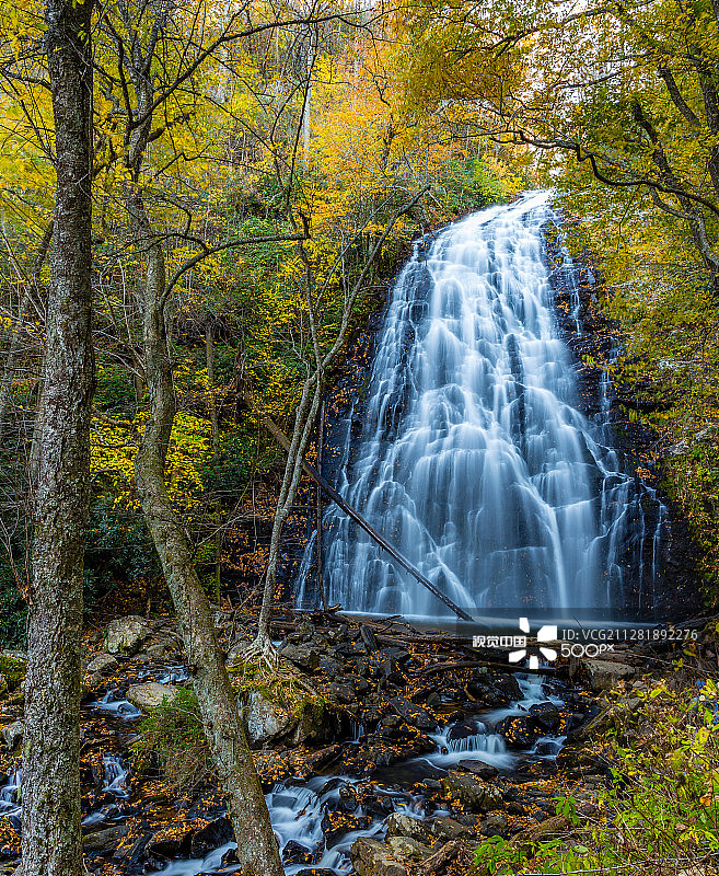秋天的蟹树瀑布图片素材