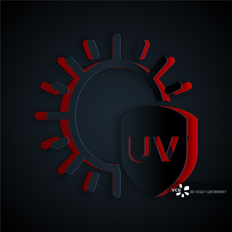 黑色背景上的防紫外线图标图片素材