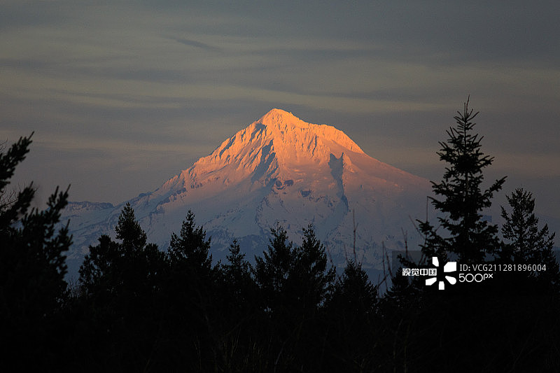 胡德山日落时的金色山顶图片素材