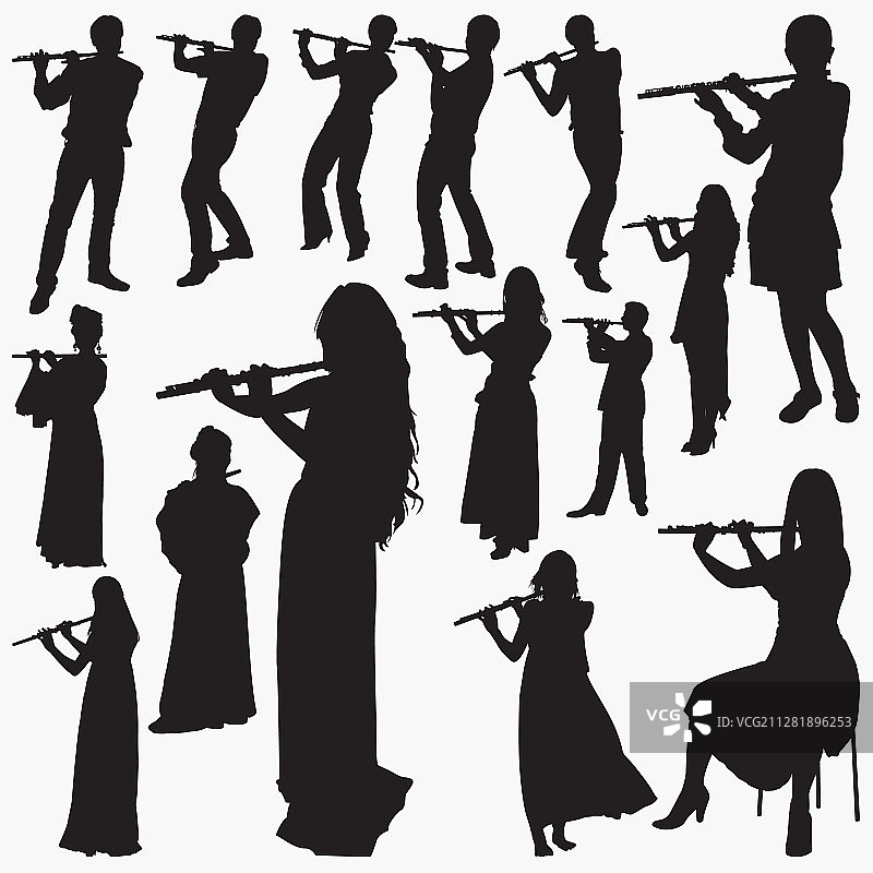 长笛演奏剪影图片素材