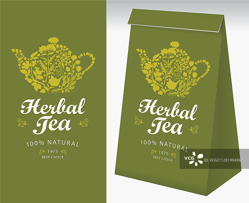 草药茶标签纸质包装图片素材