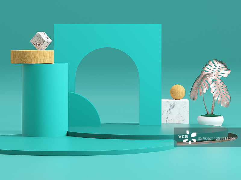 C4D风格虚拟室内空间电商产品展示平台图片素材