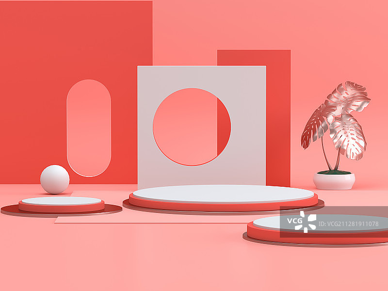 C4D风格虚拟室内空间电商产品展示平台图片素材