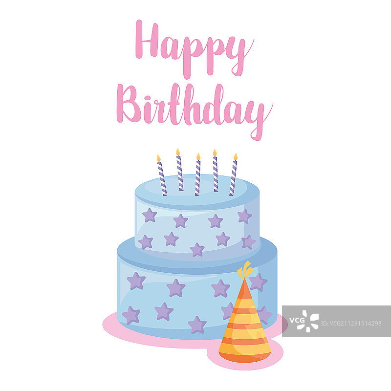 生日快乐蛋糕和帽子设计图片素材