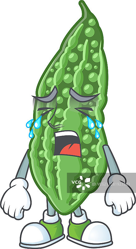 哭泣表情的苦瓜卡通角色图片素材