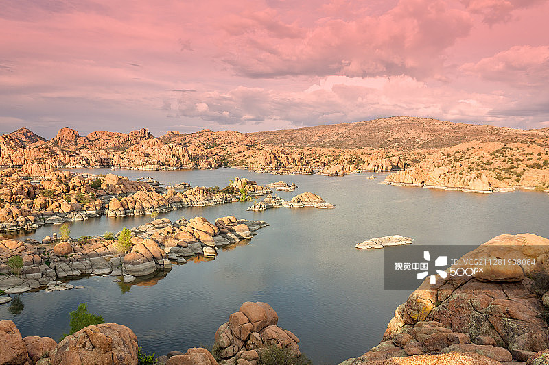 沃森湖日落图片素材