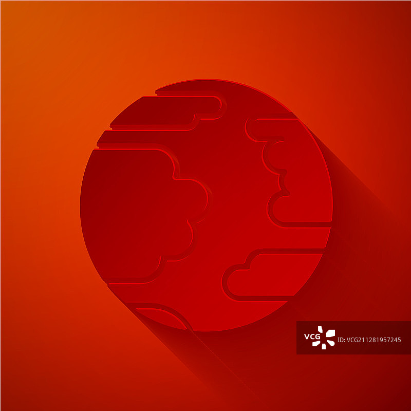 红色背景上的剪纸水星图标图片素材