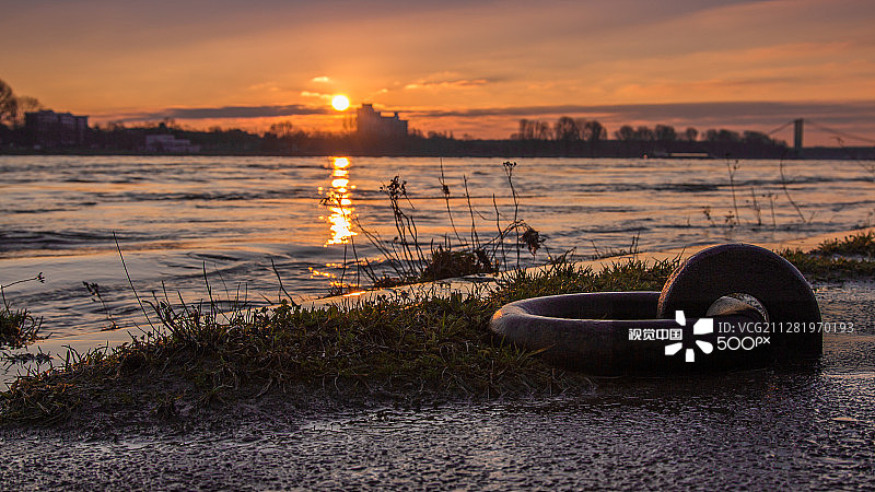 科隆莱茵河日落图片素材