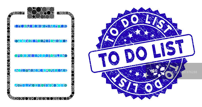 带有划痕待办事项列表的马赛克列表页面图标图片素材