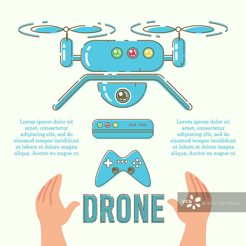 娱乐无人机扁平风格促销banner图片素材