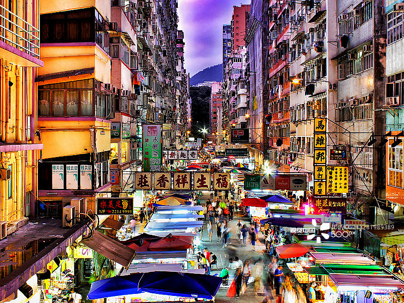 香港旺角夜景图片素材