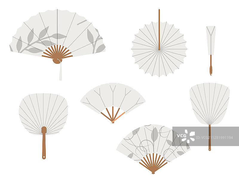 中式扇子日式传统手扇套装图片素材