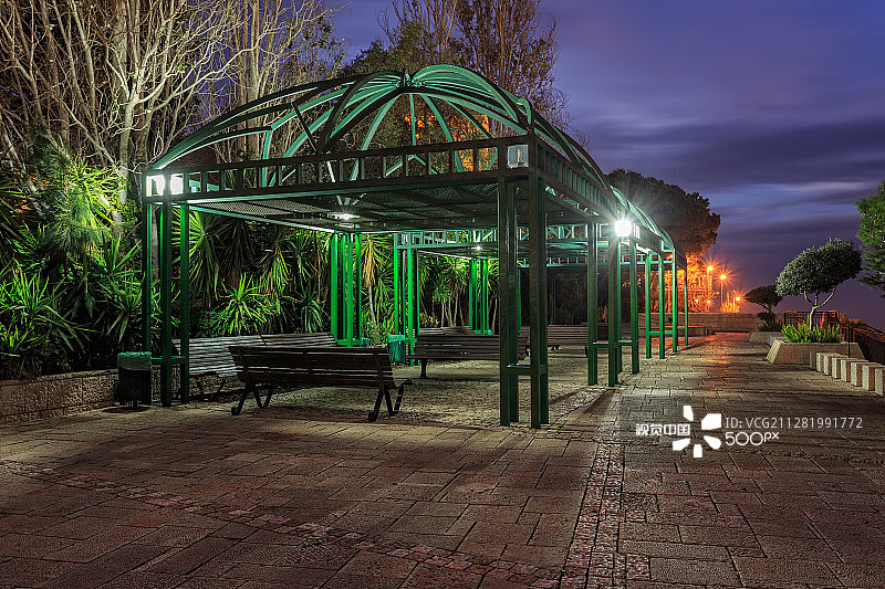 海法路易斯滨海大道夜景，以色列图片素材