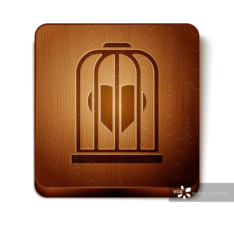 鸟笼中的棕色爱心图标图片素材