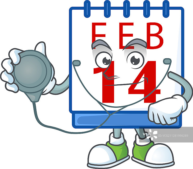 卡通风格2月14日情人节日历图片素材