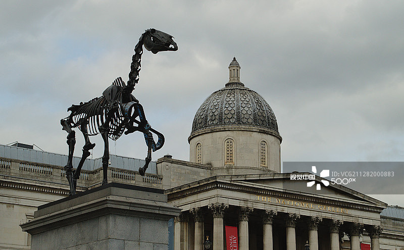 带有马骨骼的国家美术馆图片素材