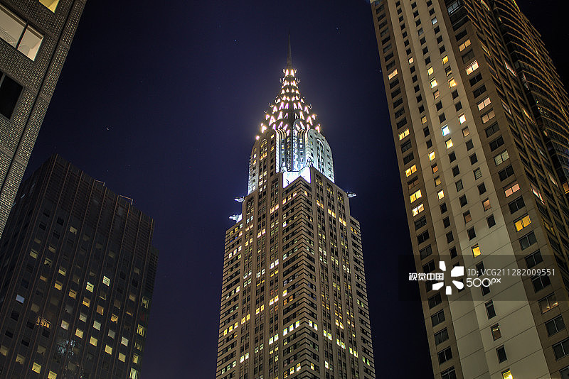 克莱斯勒大厦夜景图片素材