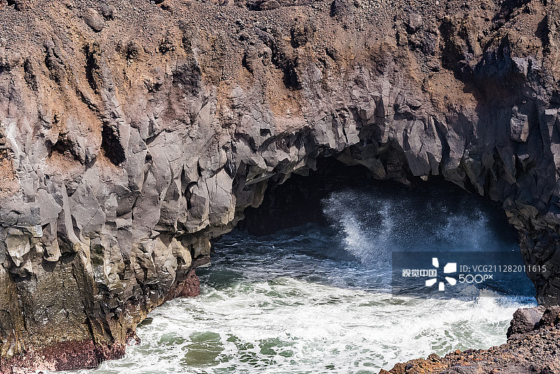 兰萨罗特岛加那利群岛海岸线的著名地标洛斯埃尔维德罗斯图片素材