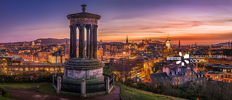 日落后的卡尔顿山爱丁堡景色图片素材