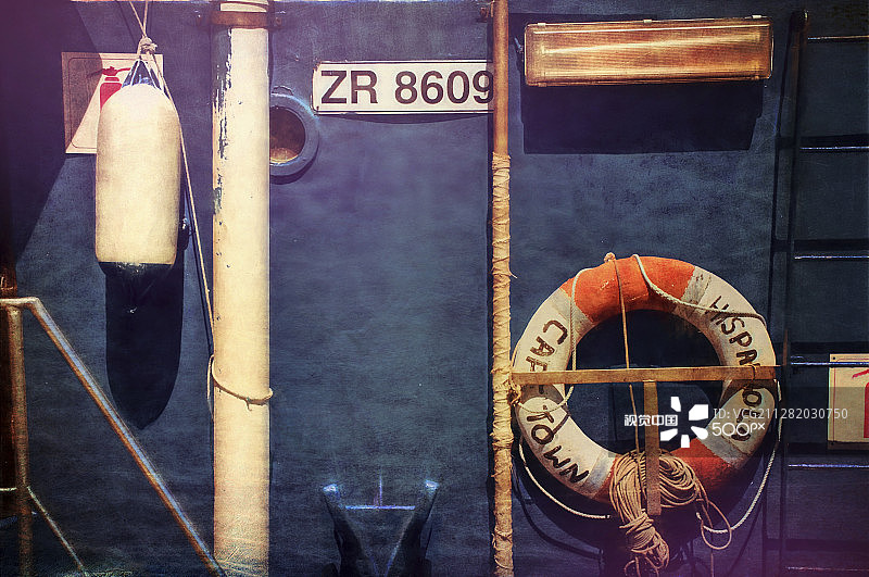 复古渔船细节图片素材