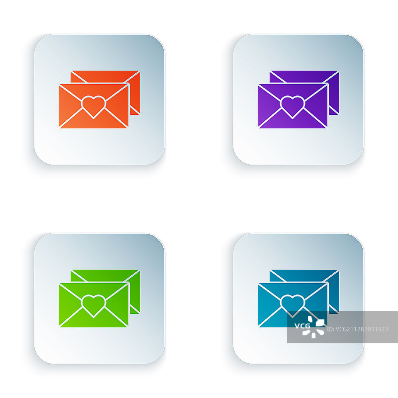 彩色情人节爱心信封图标图片素材